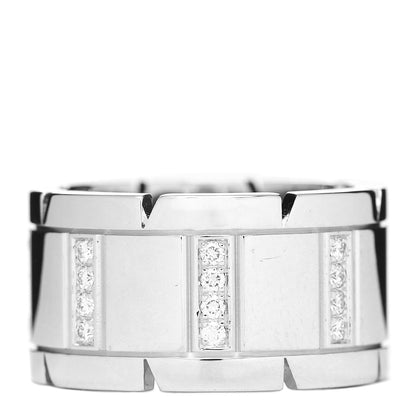 Cartier 18K White Gold Diamond 11mm Tank Francaise Ring 52 6 1 of 4