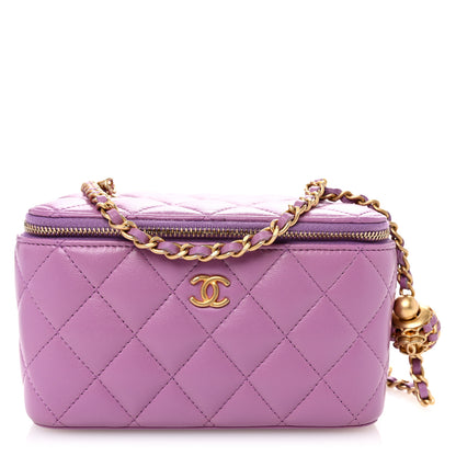 Chanel Lambskin Quilted Pearl Crush Small Vanity Case With Chain Purple 1 of 12