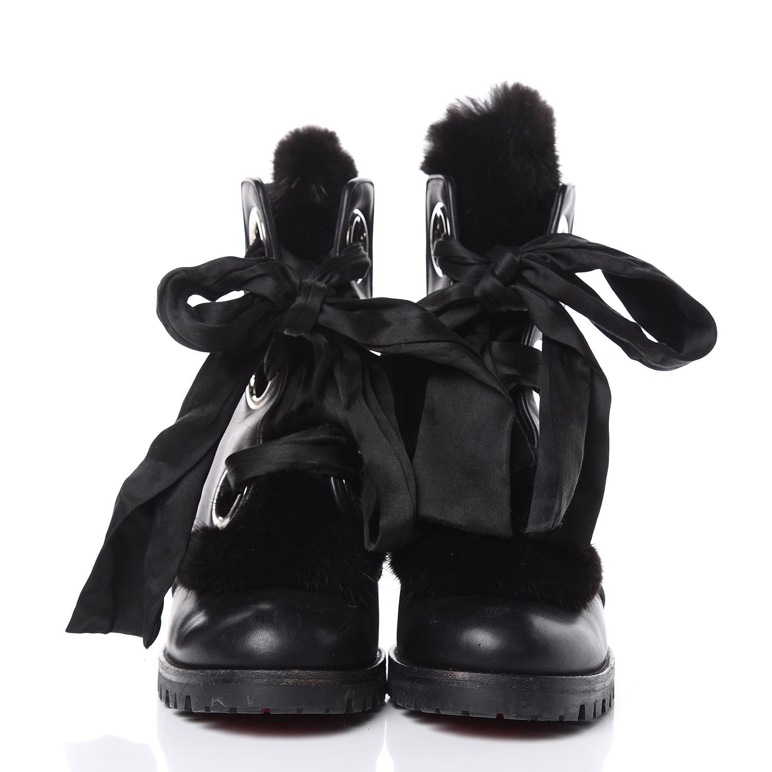 Christian Louboutin Calfskin Mink Jenny From the Alps 70 Ankle Boots 37 Black 2 of 13
