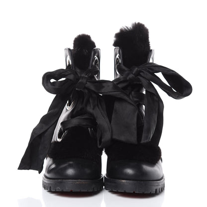Christian Louboutin Calfskin Mink Jenny From the Alps 70 Ankle Boots 37 Black 2 of 13