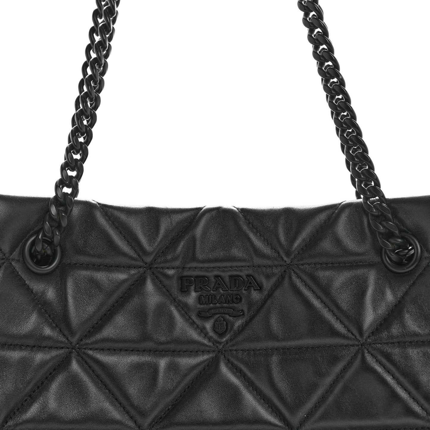 Nappa Quilted Monochrome Chain Tote Bag Black