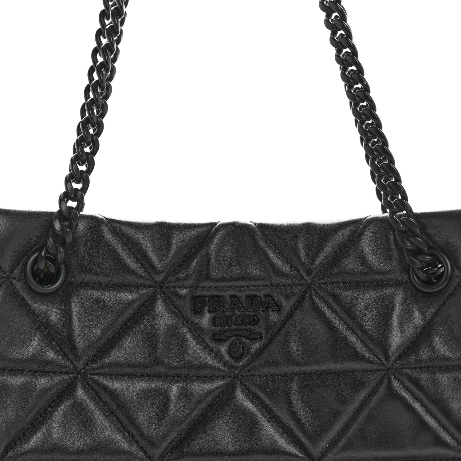 Prada Nappa Quilted Monochrome Chain Tote Bag Black 7 of 13