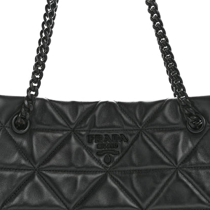 Prada Nappa Quilted Monochrome Chain Tote Bag Black 7 of 13
