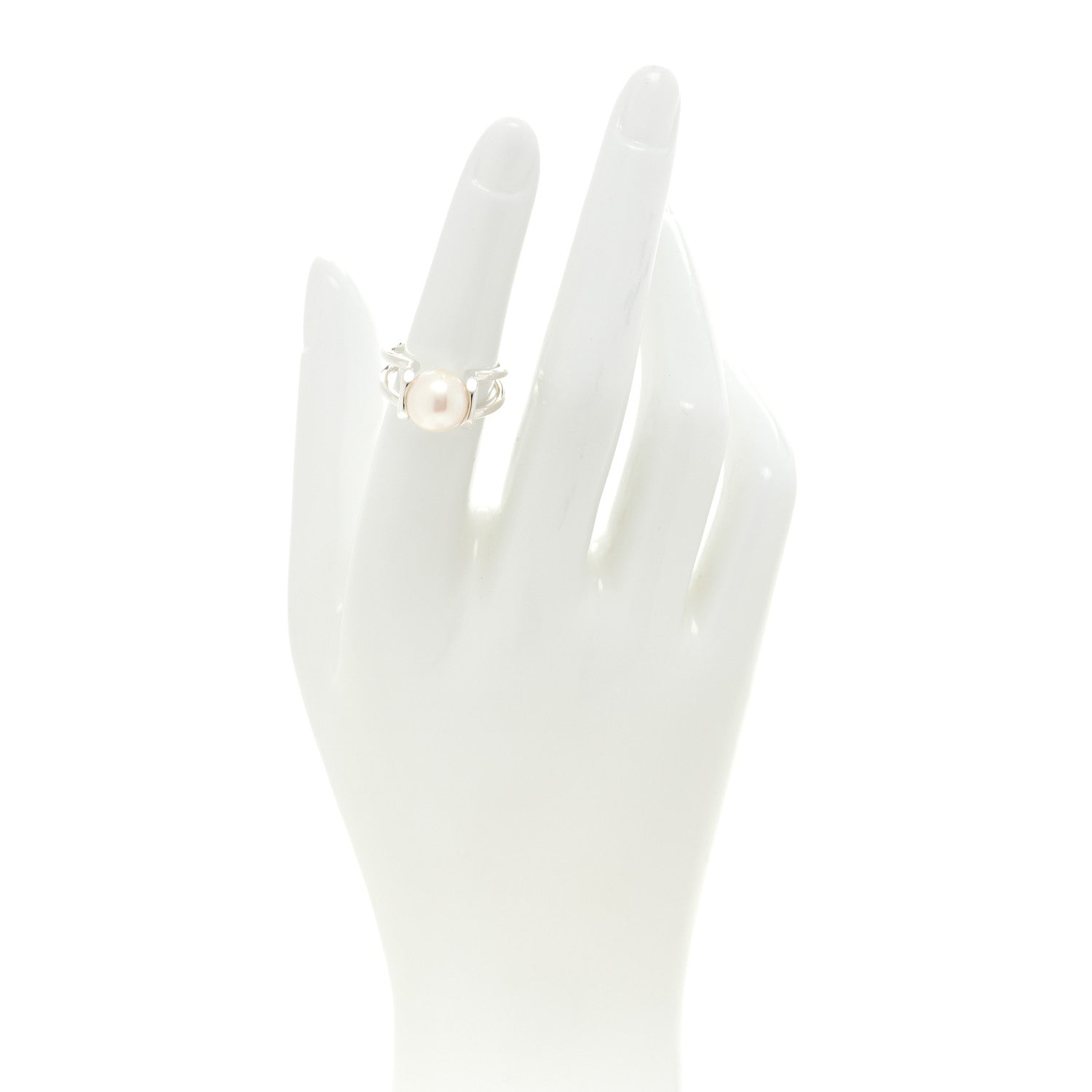 Tiffany Sterling Silver Pearl HardWear Ring 50 5.5 2 of 4