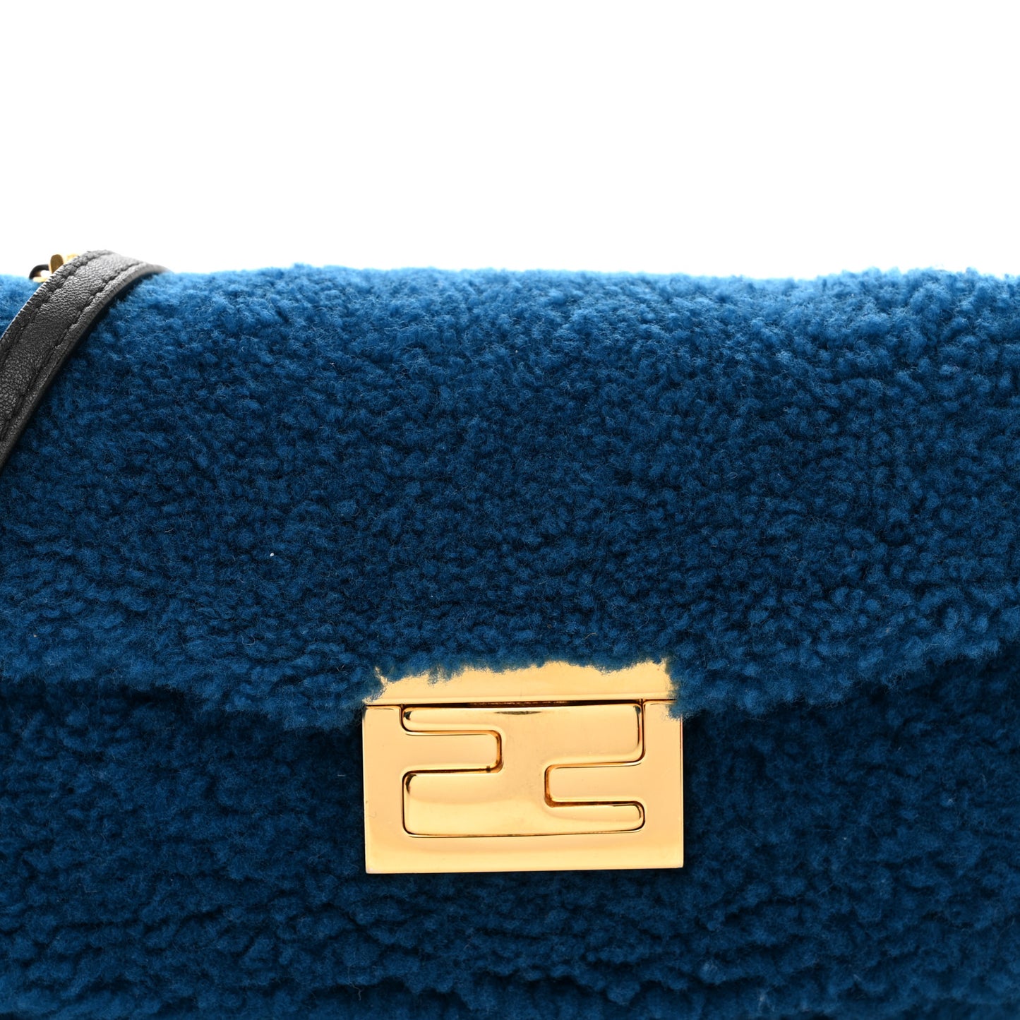 Shearling Nappa Mini Be Baguette Shoulder Bag Blue Black