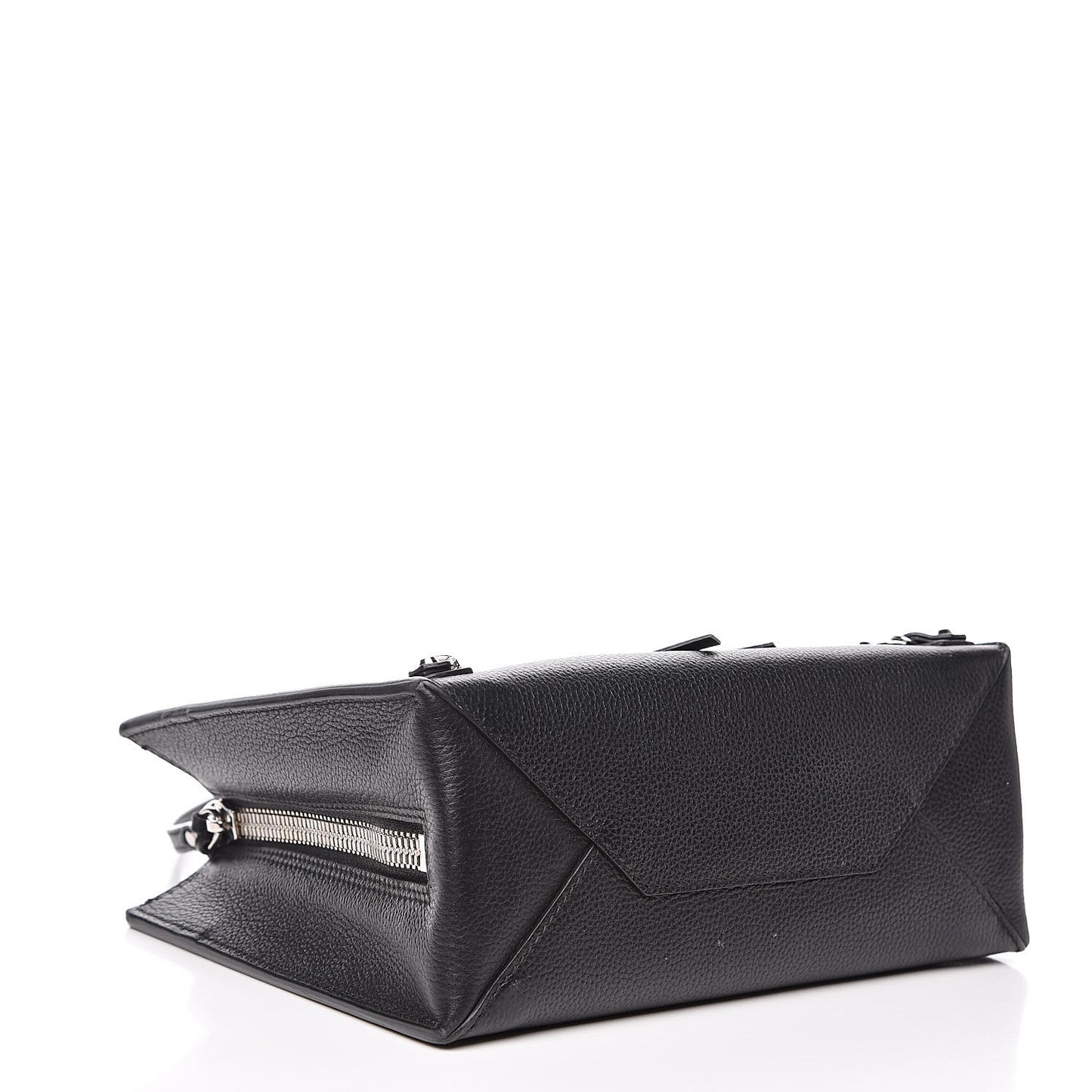 Grained Calfskin Papier Mini A4 Zip Around Tote Black