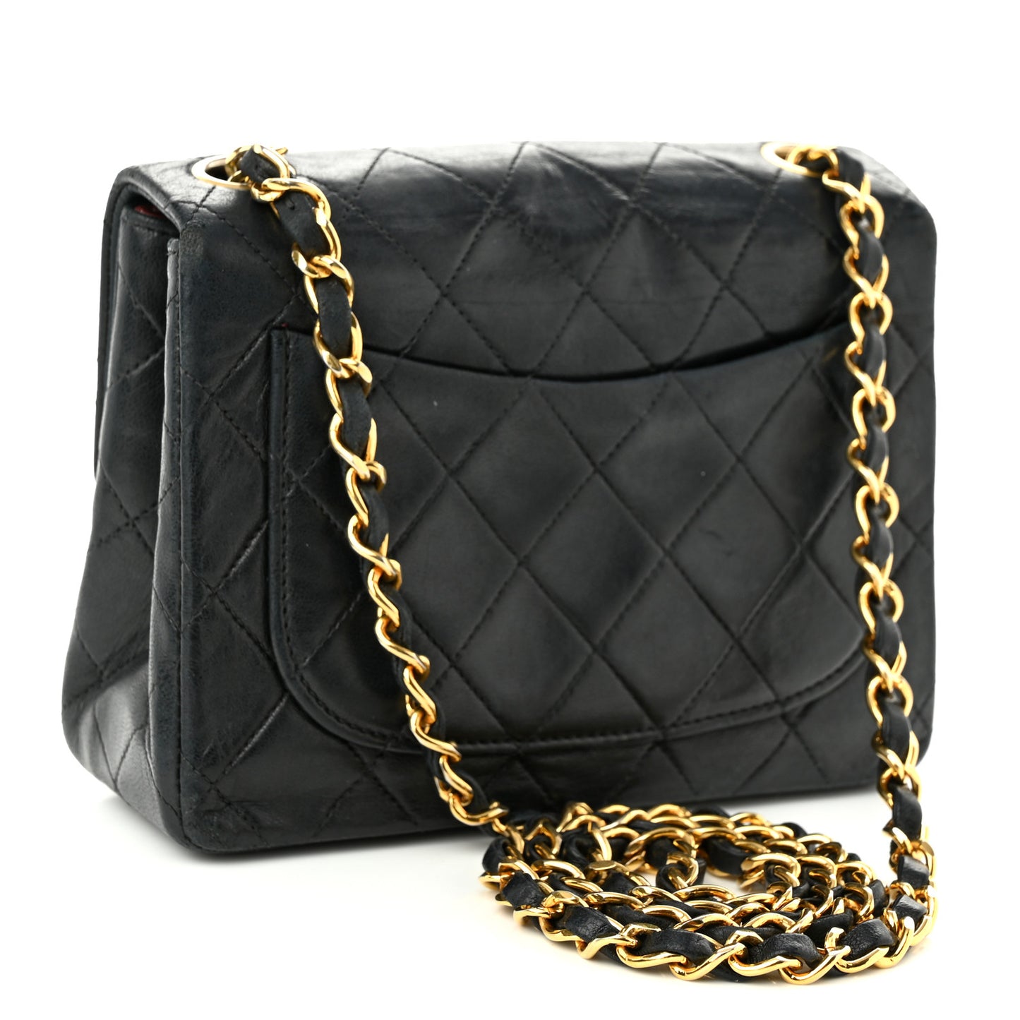 Lambskin Quilted Mini Square Flap Black