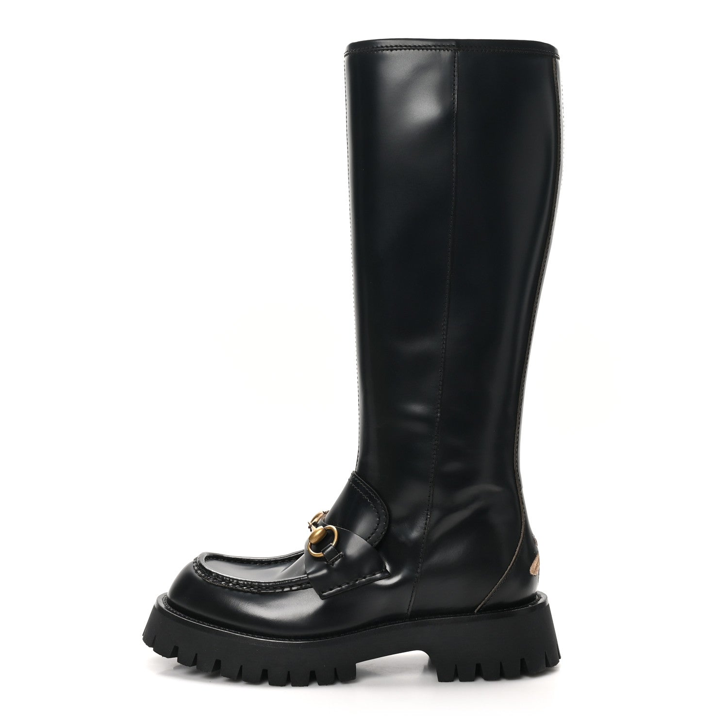 Gucci Cordovan Lux Harald Horsebit Knee High Boots 38 Black 1 of 9