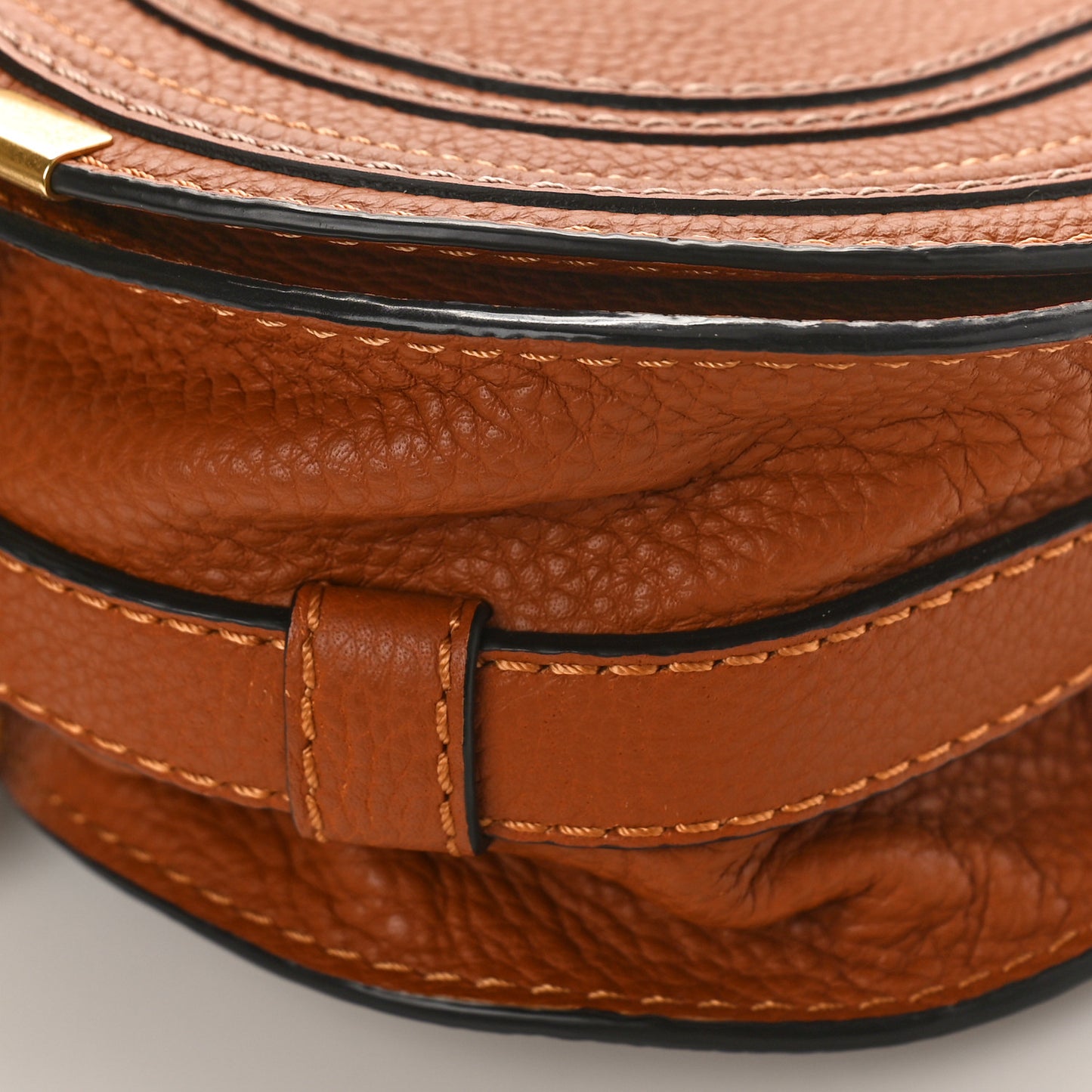 Calfskin Mini Marcie Round Crossbody Bag Tan