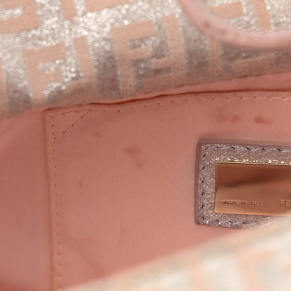 Fendi Metallic Jacquard Zucchino Suede Mini Mama Baguette Cipria Argento Grigio 12 of 14