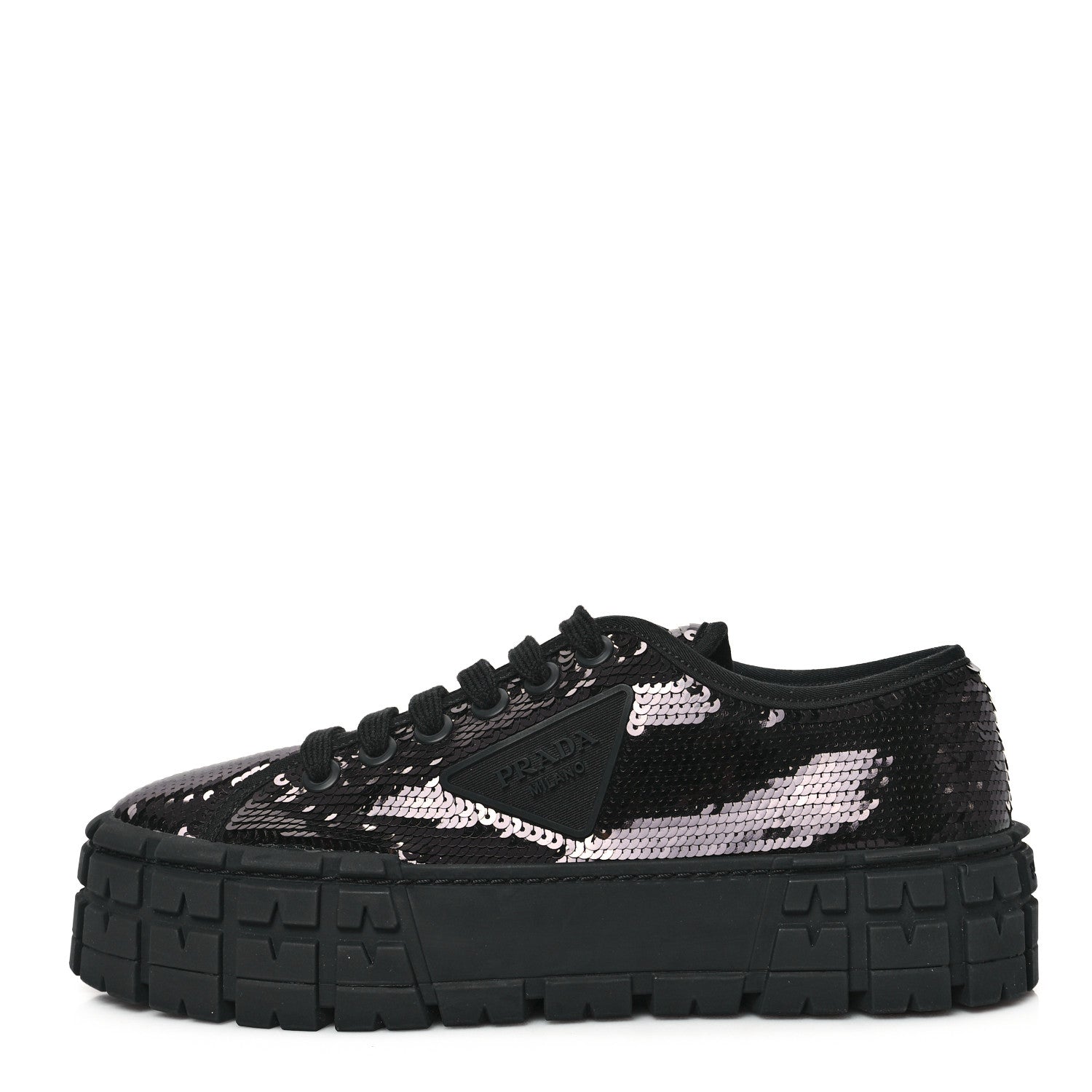 Prada Paillettes Triangle Logo Double Wheel 50mm Sneakers 39 Black 1 of 10