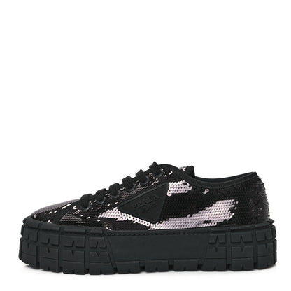 Prada Paillettes Triangle Logo Double Wheel 50mm Sneakers 39 Black 1 of 10