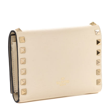 Valentino Garavani Calfskin Tri-Fold Rockstud Wallet Light Ivory 3 of 10