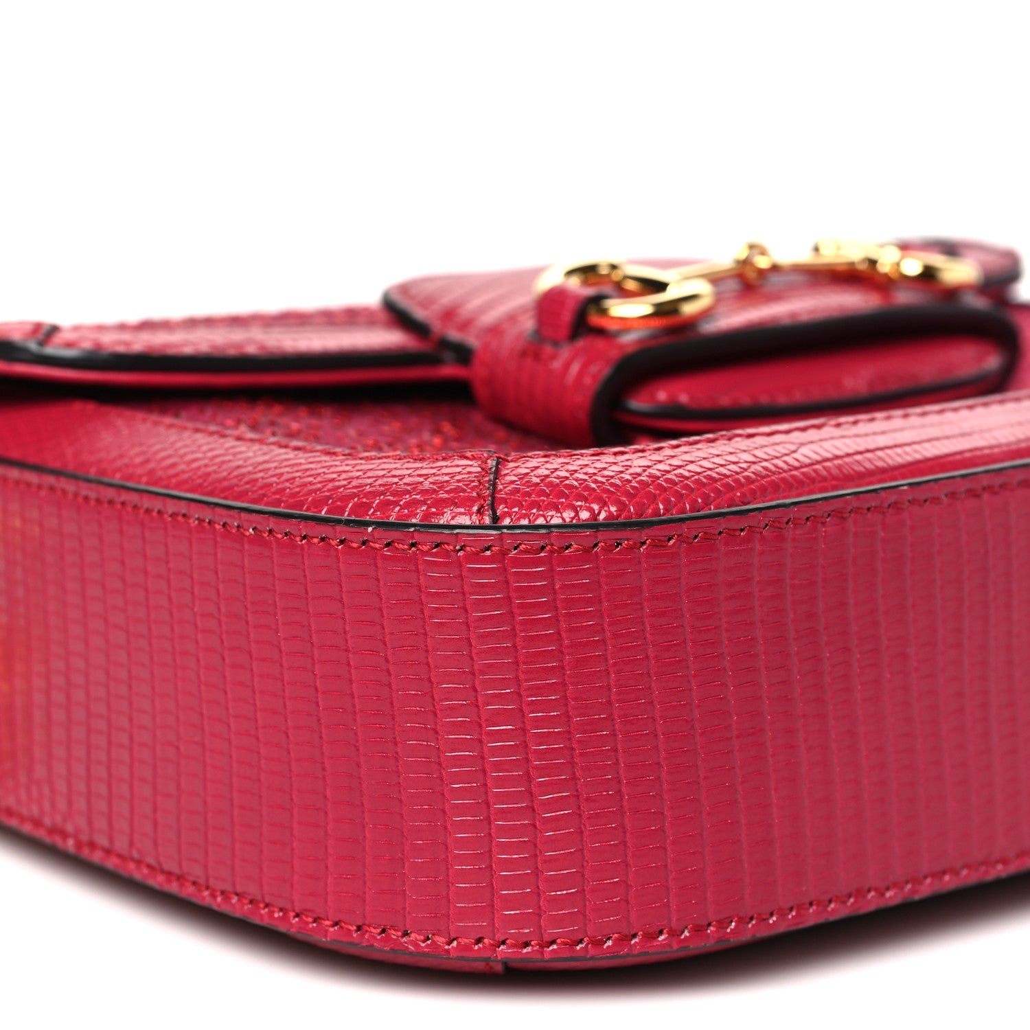 Gucci Canvas Calfskin Crystal GG Monogram Snakeskin Mini Horsebit 1955 Shoulder Bag Pink 9 of 11
