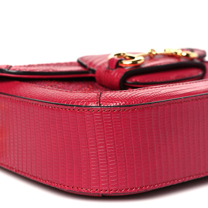 Gucci Canvas Calfskin Crystal GG Monogram Snakeskin Mini Horsebit 1955 Shoulder Bag Pink 9 of 11