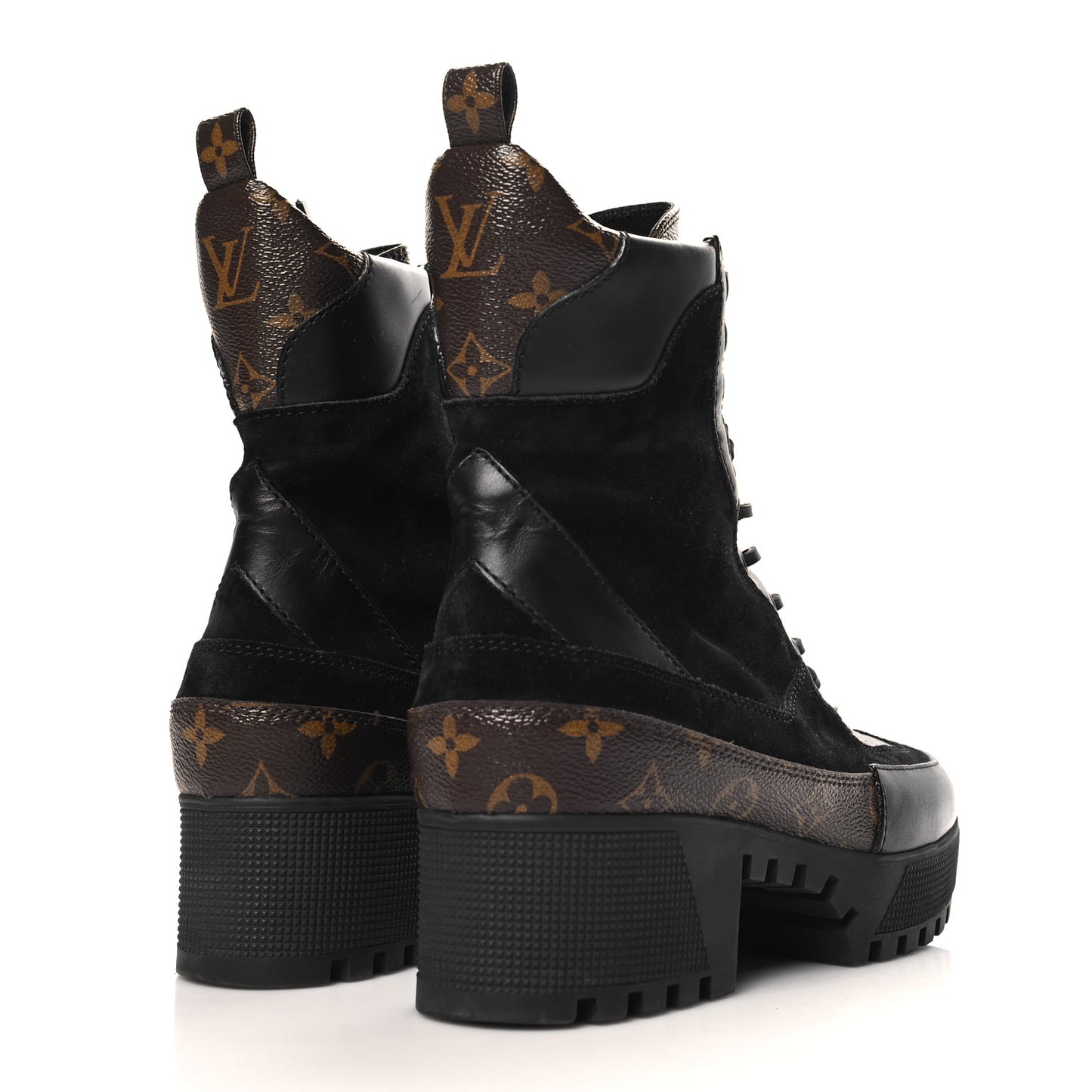 Suede Calfskin Monogram Laureate Platform Desert Boots 41 Black