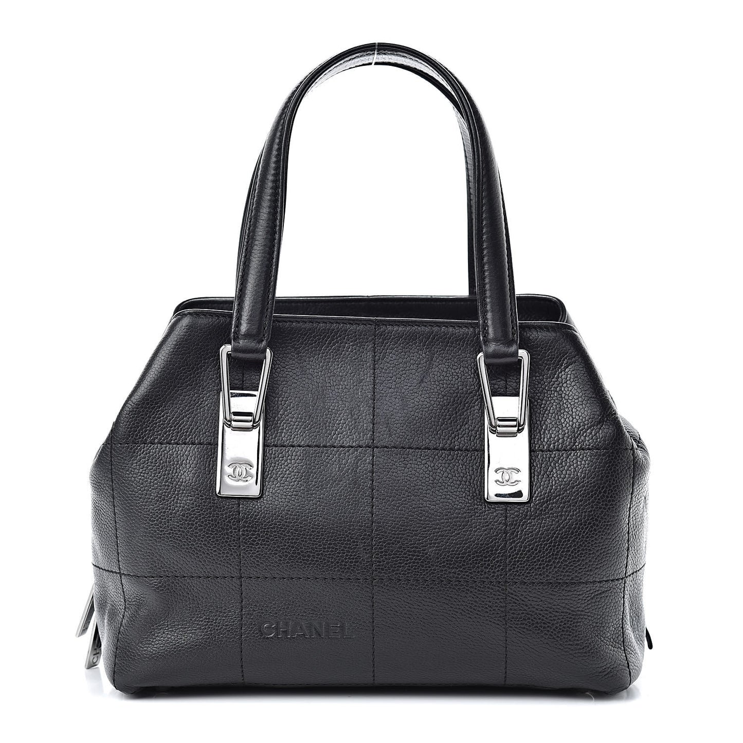 Caviar Square Stitched Medium Tote Black