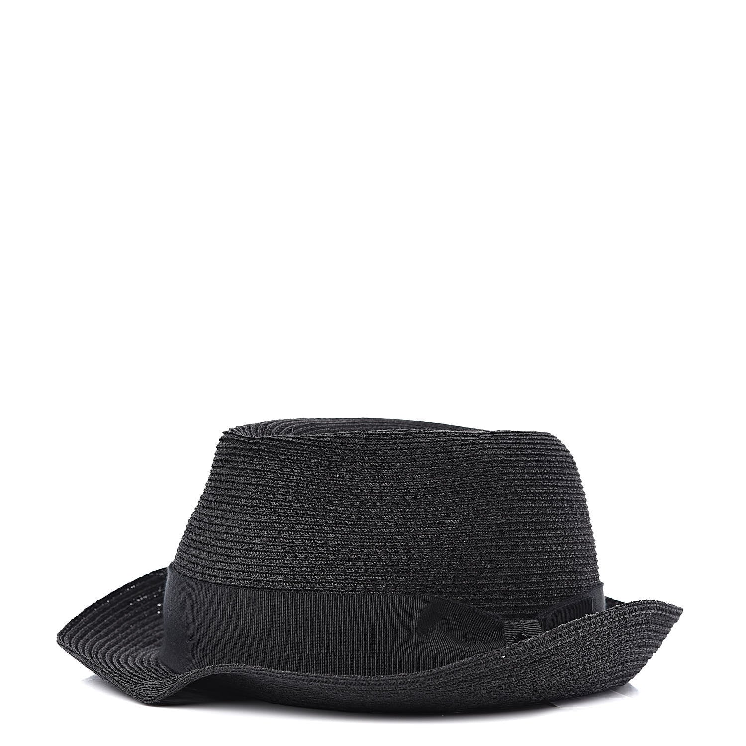 Chanel Straw CC Fedora Hat M Black 1 of 5