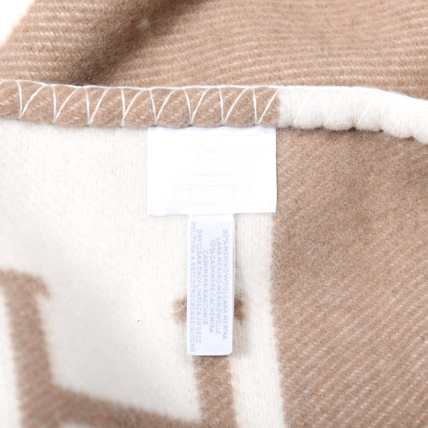 Wool Cashmere Avalon Baby Blanket Noisette Moyen White