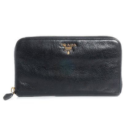 Prada Cinghiale Zip Around Wallet Navy 1 of 8
