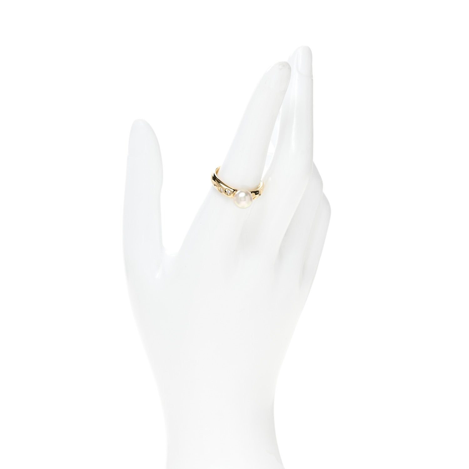 Mikimoto 18K Yellow Gold Diamond Akoya Pearl 8mm Ring 56 7.5 2 of 6