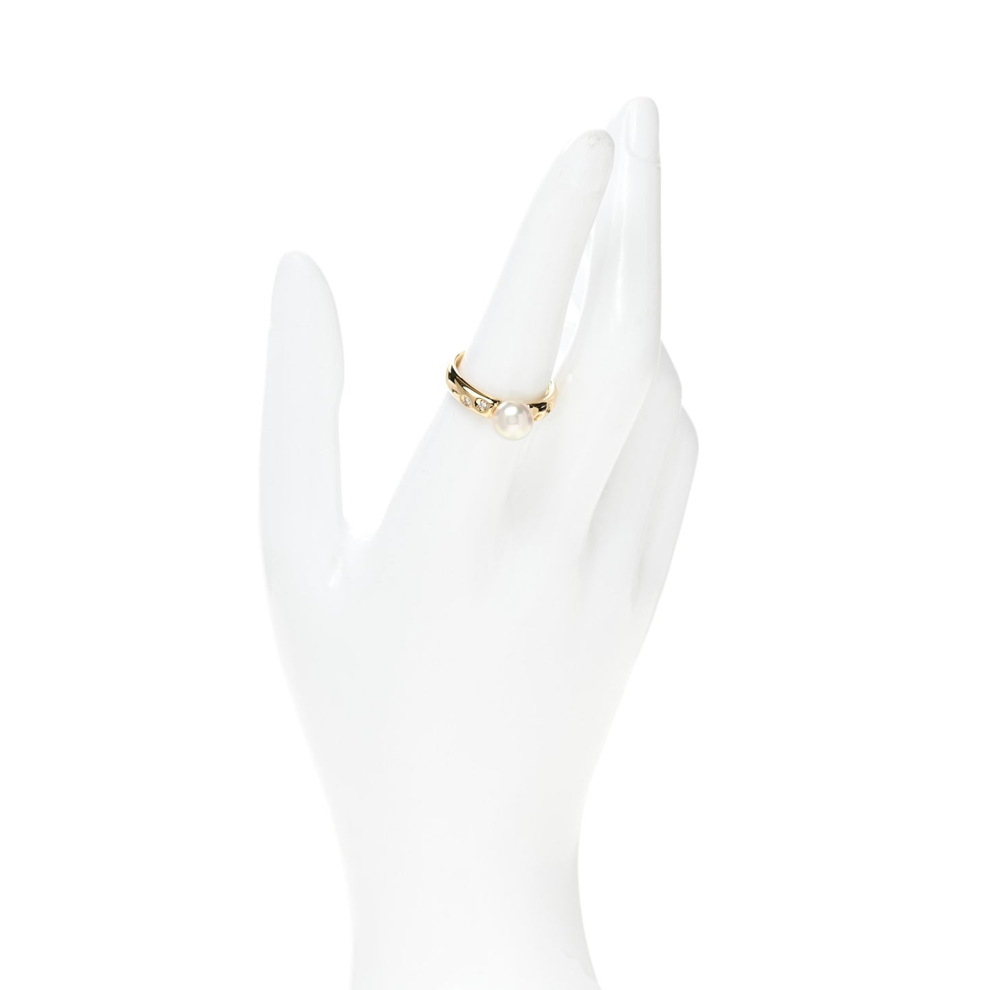18K Yellow Gold Diamond Akoya Pearl 8mm Ring 56 7.5