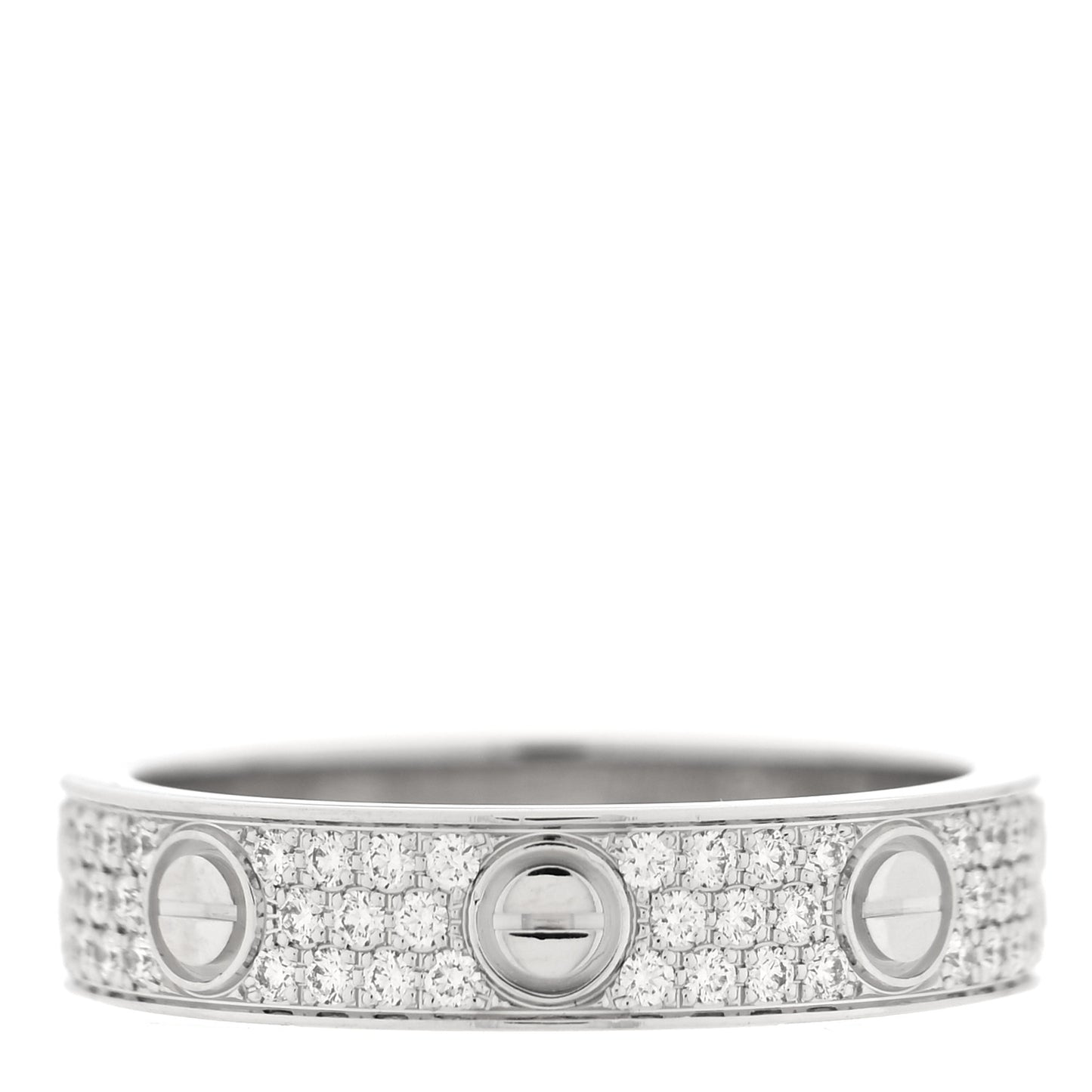 18K White Gold Diamond 4mm LOVE Wedding Paved Band Ring 48 4.5