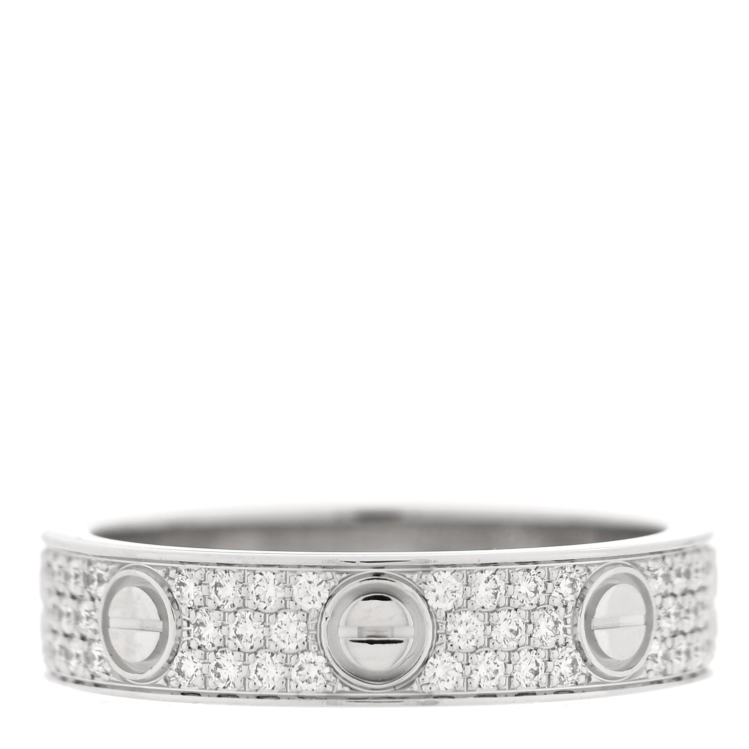 Cartier 18K White Gold Diamond 4mm LOVE Wedding Paved Band Ring 48 4.5 3 of 4