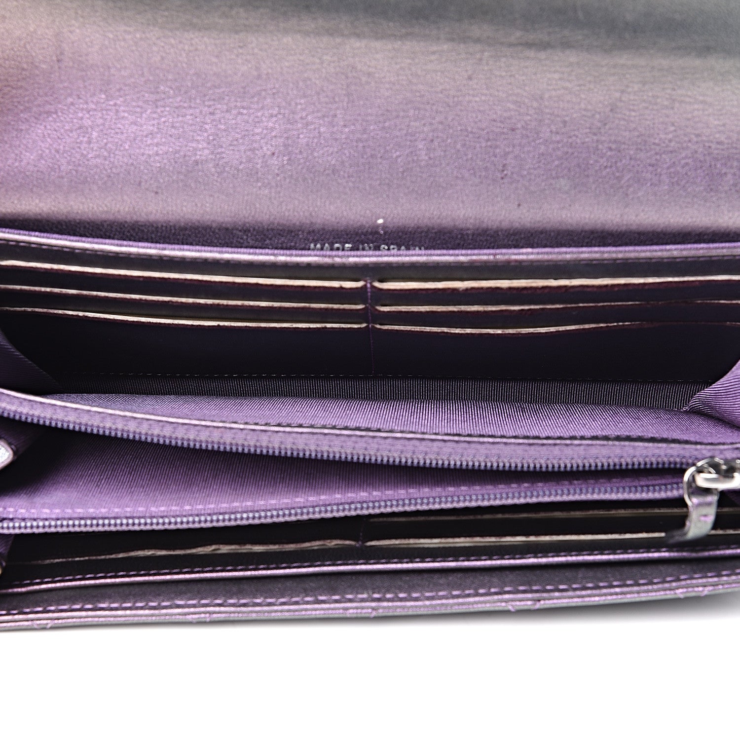 Chanel Iridescent Lambskin Quilted Large Gusset Flap Wallet Purple 5 of 13
