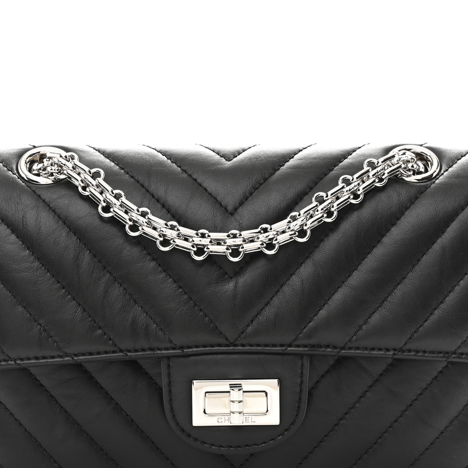 Chanel Aged Calfskin Chevron Quilted 2.55 Reissue Mini Flap Black 8 of 11