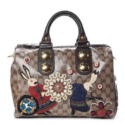 Gucci Crystal Monogram Fable Embroidered Large Babouska Boston Beige 1 of 20