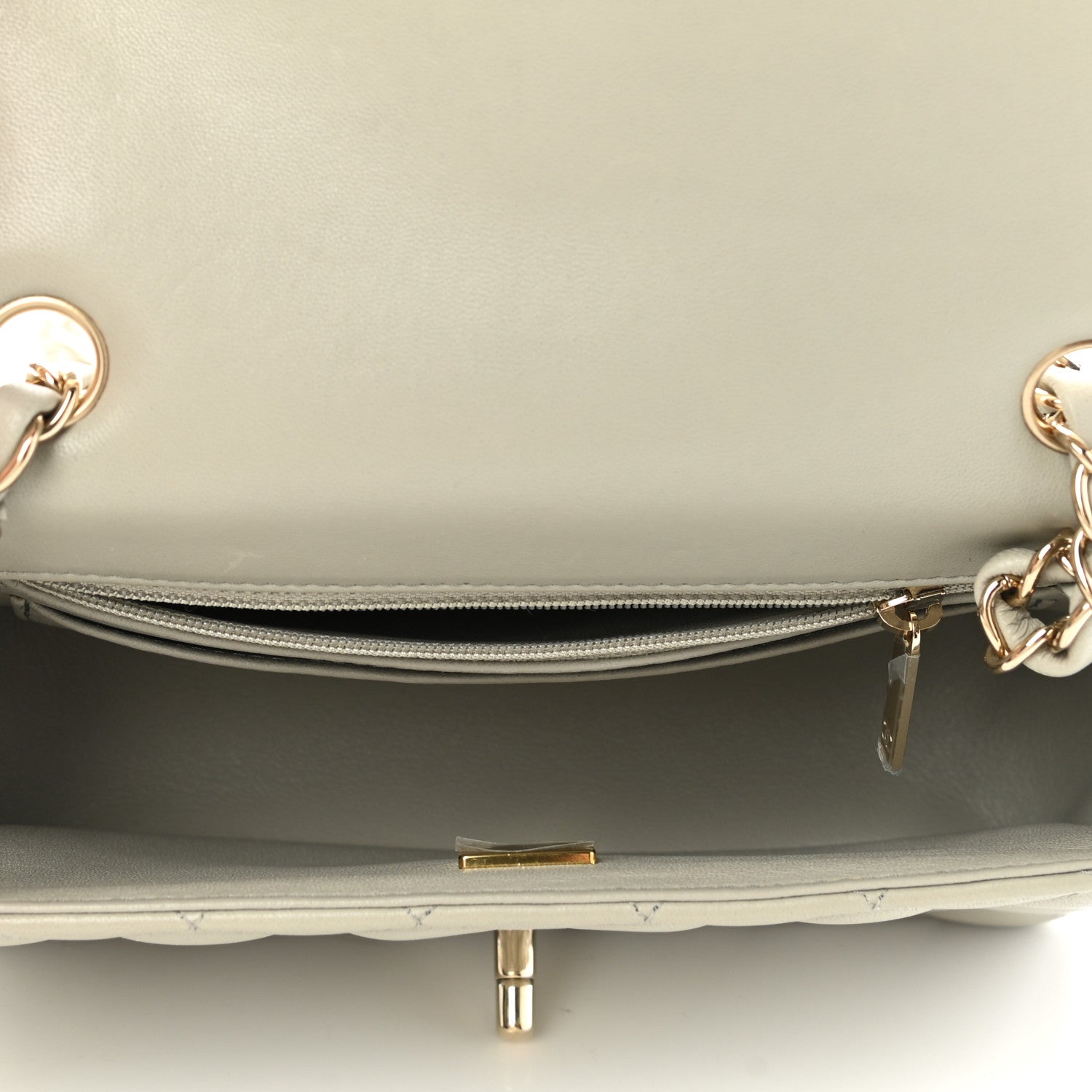 Chanel Lambskin Quilted Mini Rectangular Flap Grey 5 of 11