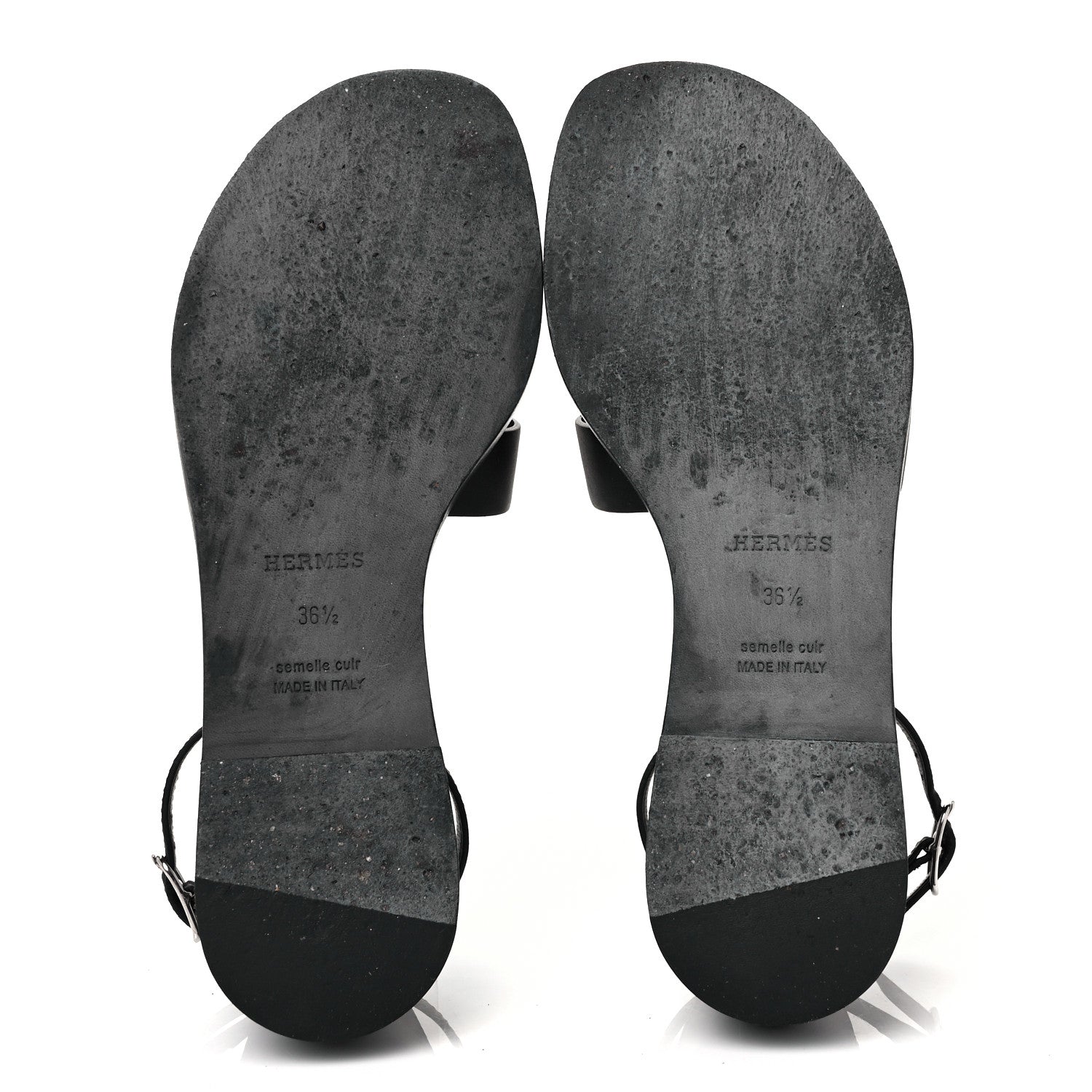Hermes Calfskin Santorini Sandals 36.5 Black 10 of 18