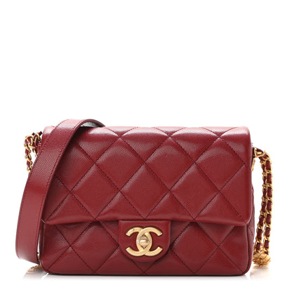 Chanel Caviar Quilted Small Twist Your Buttons Flap Burgundy 1 of 10