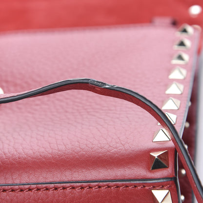Valentino Garavani Pebbled Calfskin Medium Rockstud Flip Lock Crossbody Bag Red 9 of 10