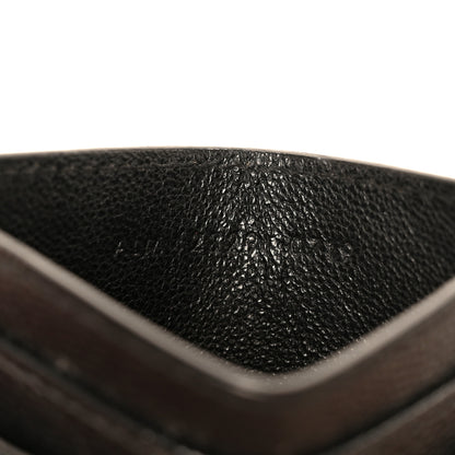 Saint Laurent Grain De Poudre Matelasse Chevron Monogram Credit Card Case Black 7 of 10