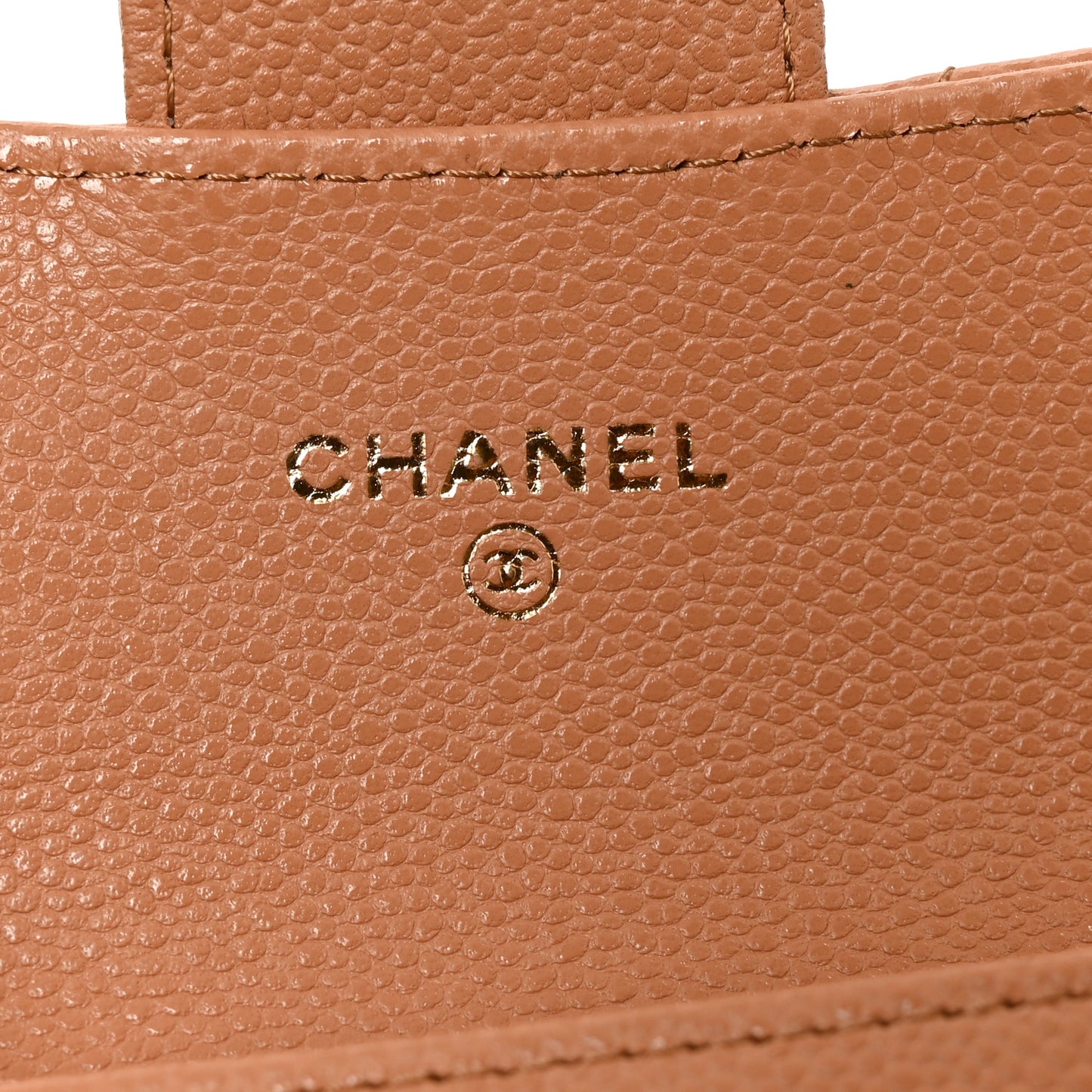 Caviar Quilted Flap Card Holder Wallet Brown