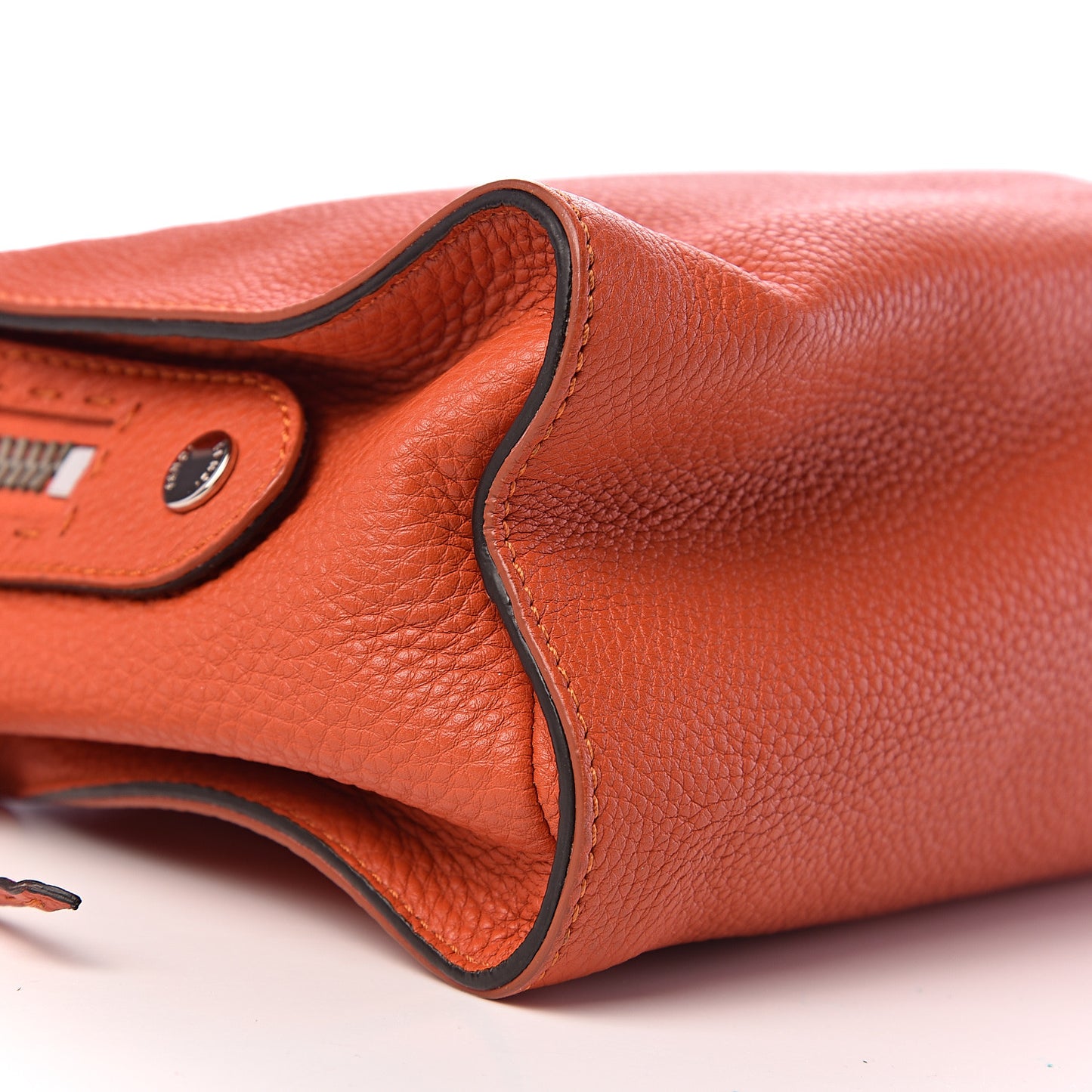 Calfskin Romano Selleria Lei Boston Tote Dark Orange