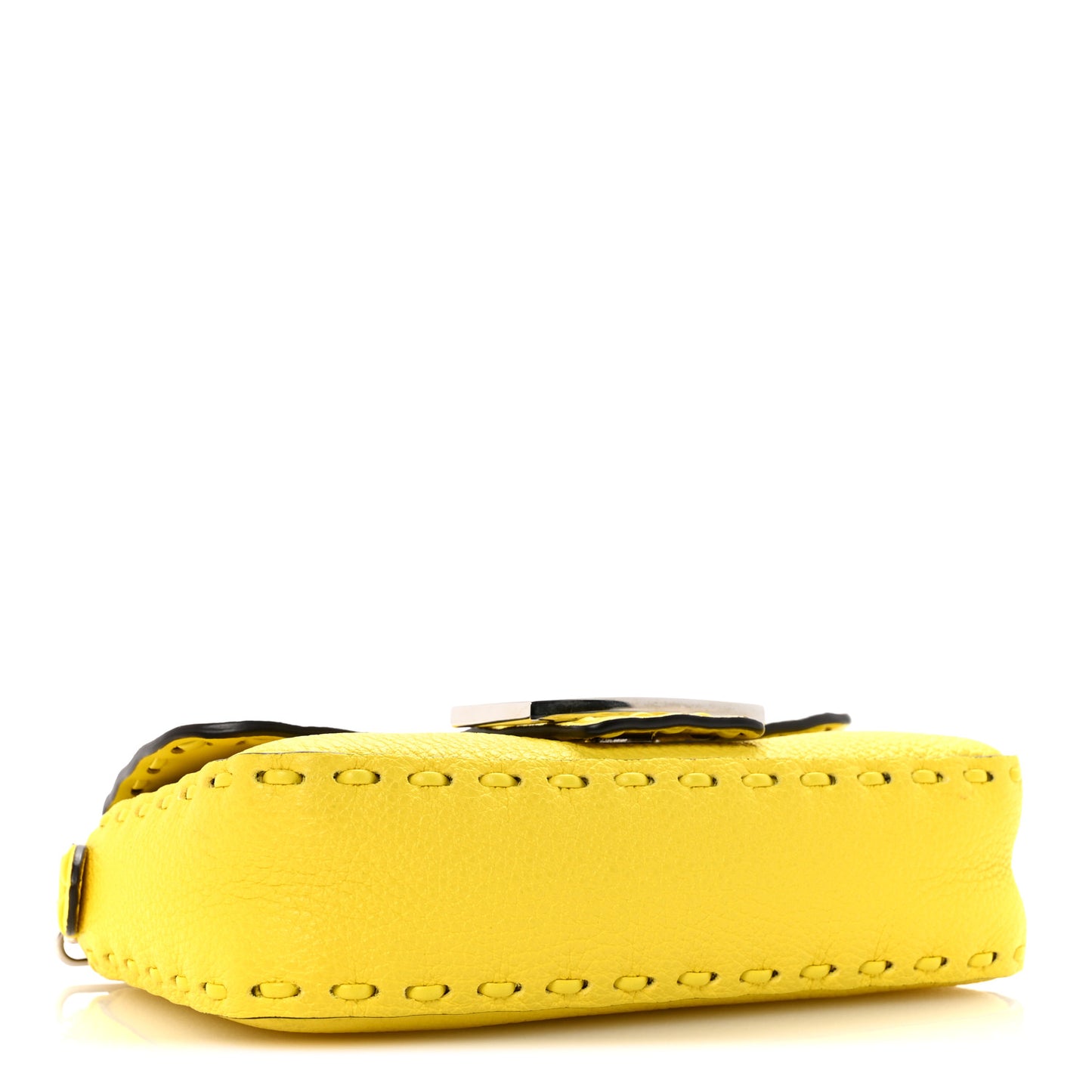 Cuoio Roma Sellerissima Nappa Sintetica Tape Stitch Mini Baguette Acid Yellow