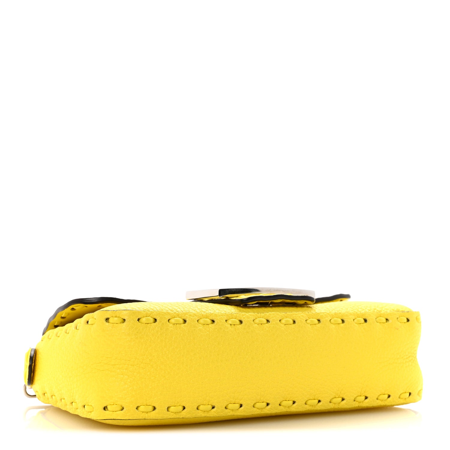 Fendi Cuoio Roma Sellerissima Nappa Sintetica Tape Stitch Mini Baguette Acid Yellow 4 of 15