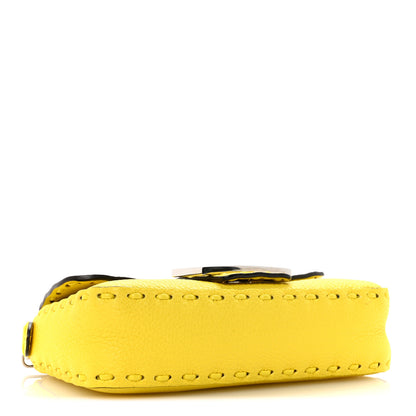 Fendi Cuoio Roma Sellerissima Nappa Sintetica Tape Stitch Mini Baguette Acid Yellow 4 of 15