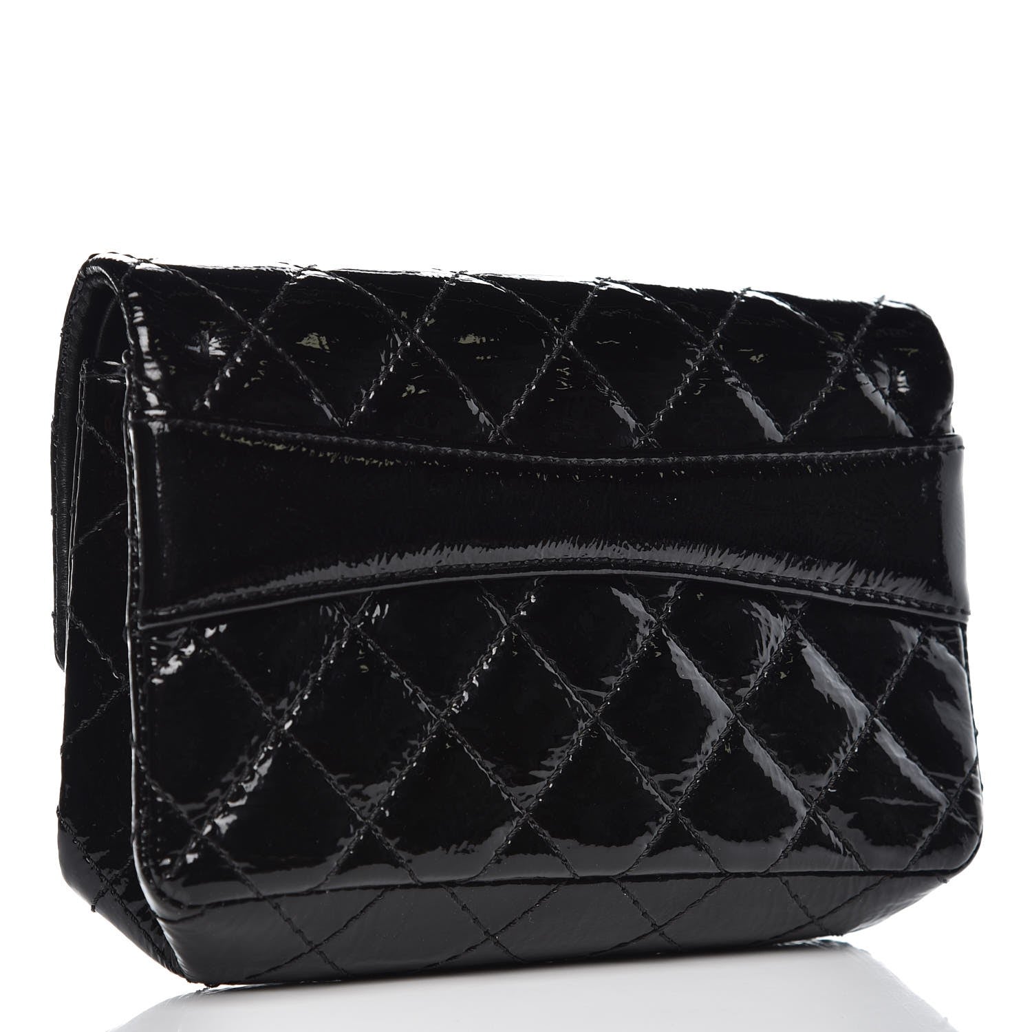 Chanel Patent Quilted Reissue Flap Clutch Bag Black 3 of 8