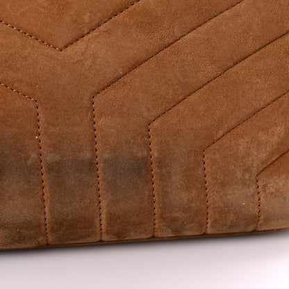 Saint Laurent Suede Calfskin Y Quilted Monogram Small Loulou Chain Satchel Cinnamon 13 of 18
