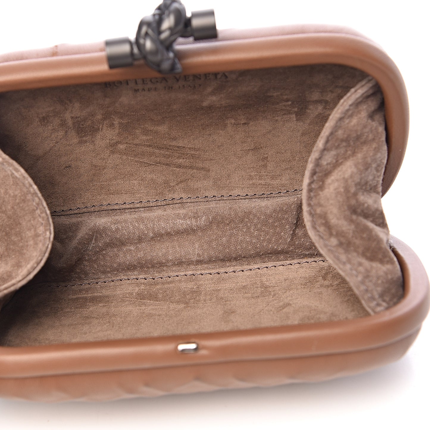 Nappa Embossed Knot Clutch Light Brown