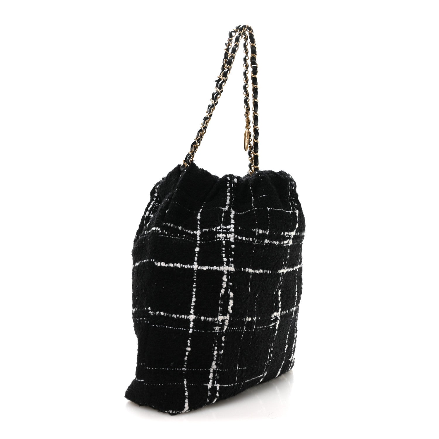 Chanel Wool Tweed Quilted Small Chanel 22 Black Multicolor 4 of 11