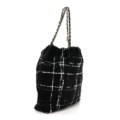 Chanel Wool Tweed Quilted Small Chanel 22 Black Multicolor 4 of 11