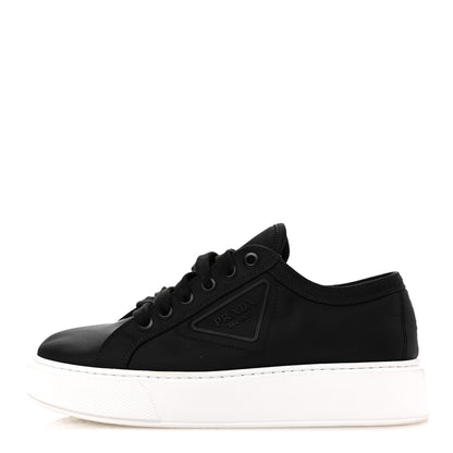 Prada Nylon Gabardine Triangle Logo Platform Sneakers 39 Black 1 of 14