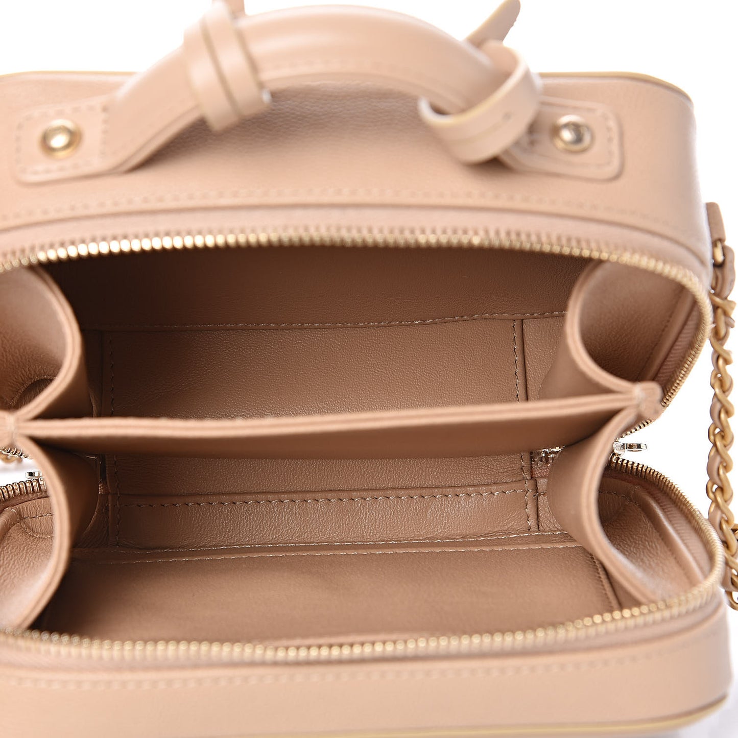 Caviar Quilted Small CC Filigree Vanity Case Beige