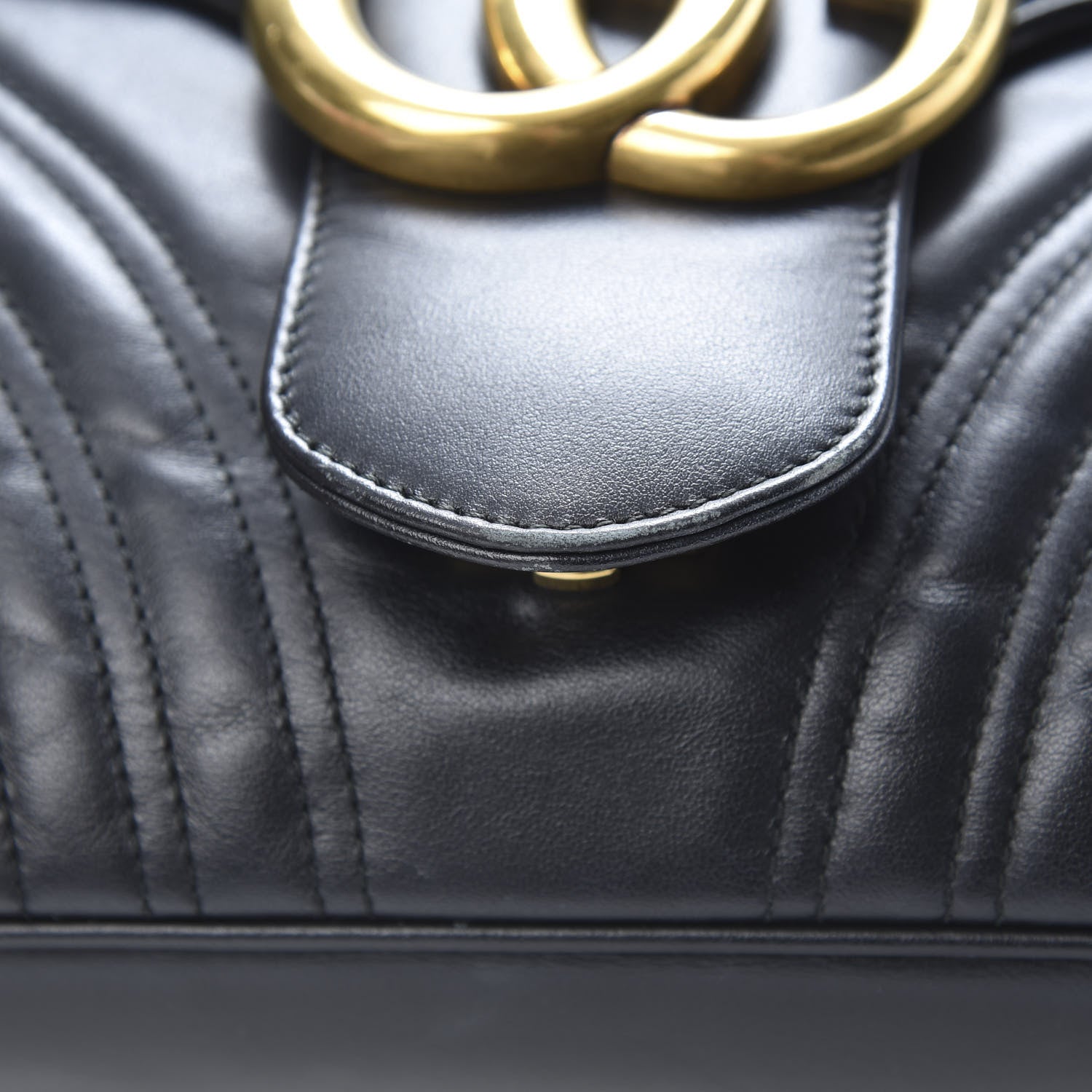 Gucci Calfskin Matelasse Large GG Marmont Shoulder Bag Black 19 of 20