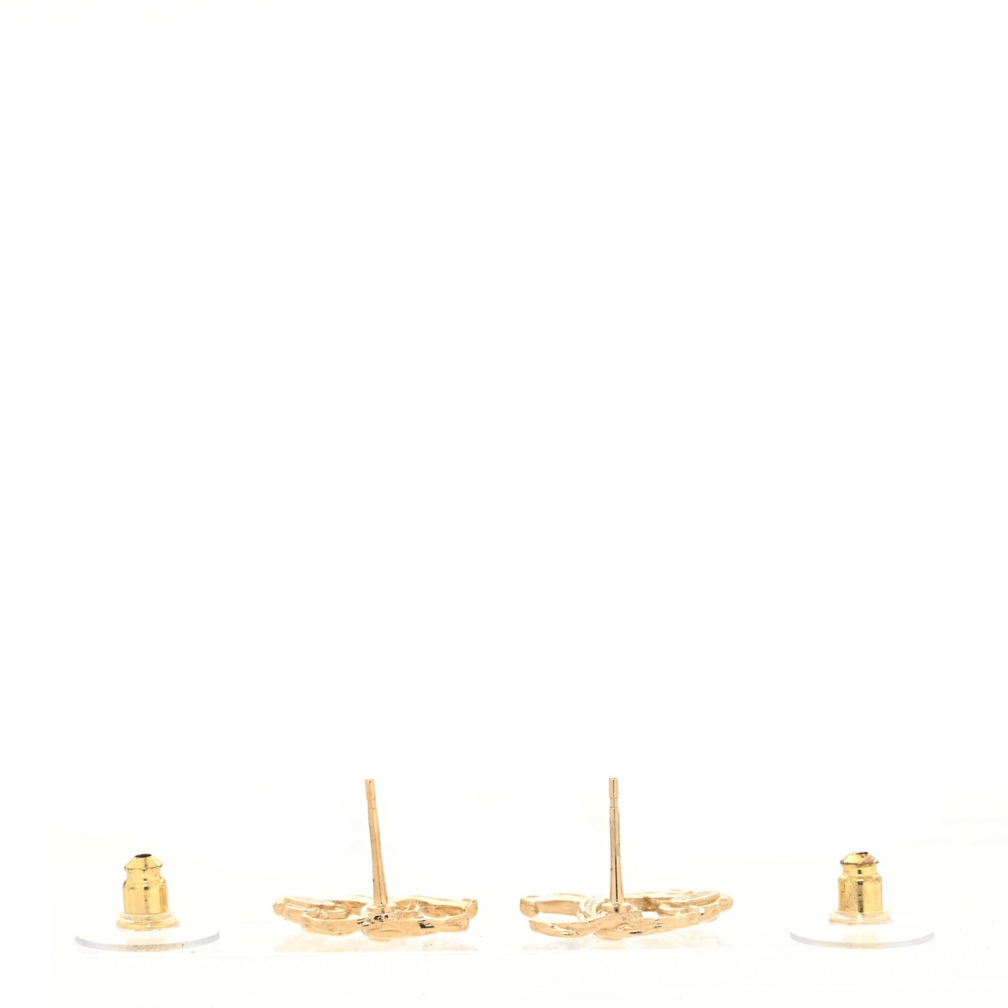 Metal Camellia CC Earrings Gold